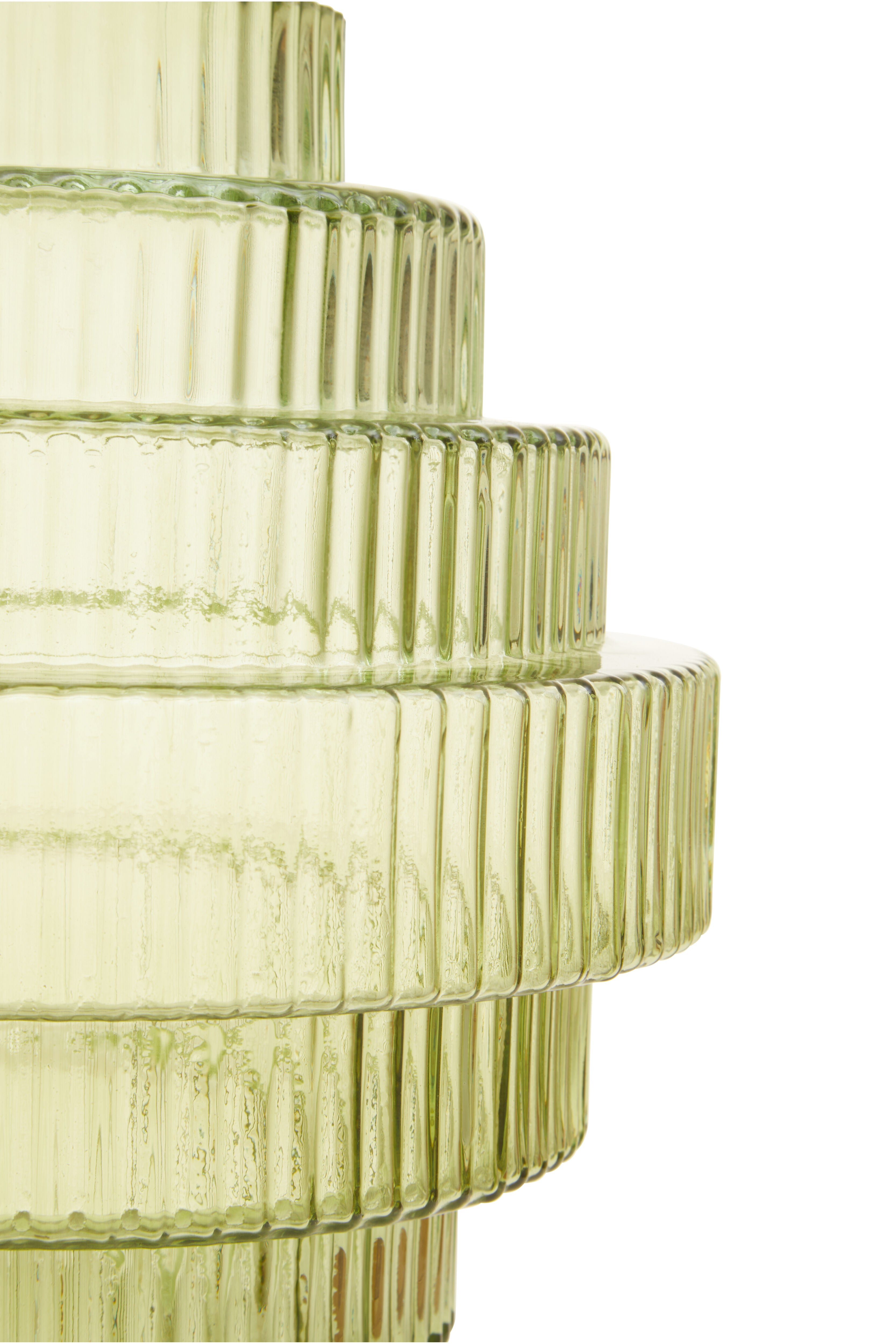 Ackley Tiered Ribbed Soft Green Glass Vase | Large